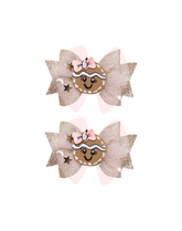 Gingerbread Tulle Bow Clips